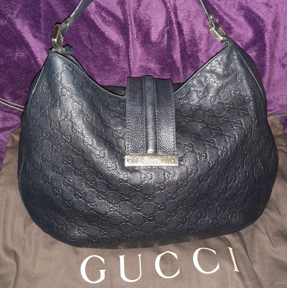AUTHENTIC😍Gucci😍Guccissima🤩Black Leather Bag🤩